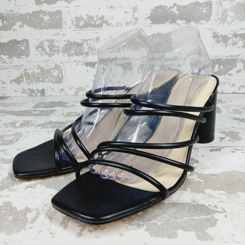 New Nine West Womens Getcha 3 Faux Leather Slip On Heels C67 - Picture 2 of 12